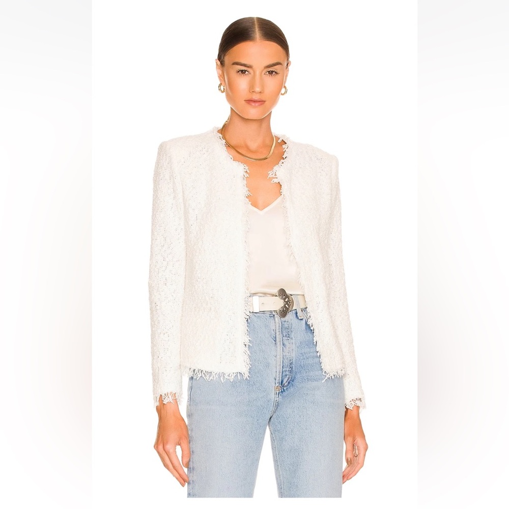 IRO Shavani White Cotton Jacket Open Front Women's Blazer Size 36
